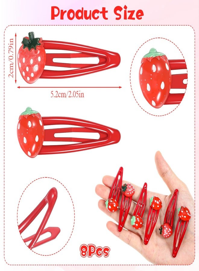 Matwsec 8PCS Small Strawberry Hair Clips, Metal Snap Hair Clips for Women Girls, Cute Hairs Barrettes Cute Strawberry Hairs Accessories for Girls Toddlers Kids and Teens Gifts Red - Image 2